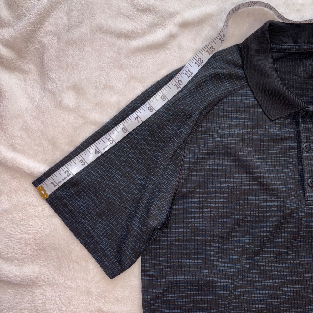 LULULEMON Metal Vent Tech Polo Mens L Blue Black Short Sleeve Athletic Golf Gym - Picture 9 of 9